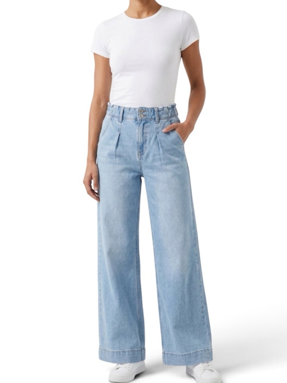 BCBGeneration Kyra 2 Button Closure Wide Leg Jeans